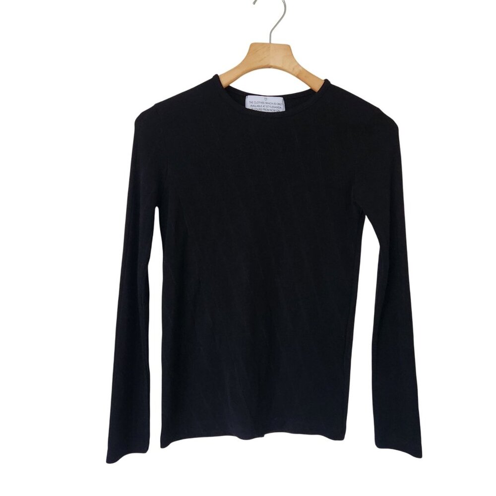 Stylenanda  Black Ribbed Long Sleeve Top Soft Comfy Cozy Korean Layer Minimalist - Picture 2 of 9